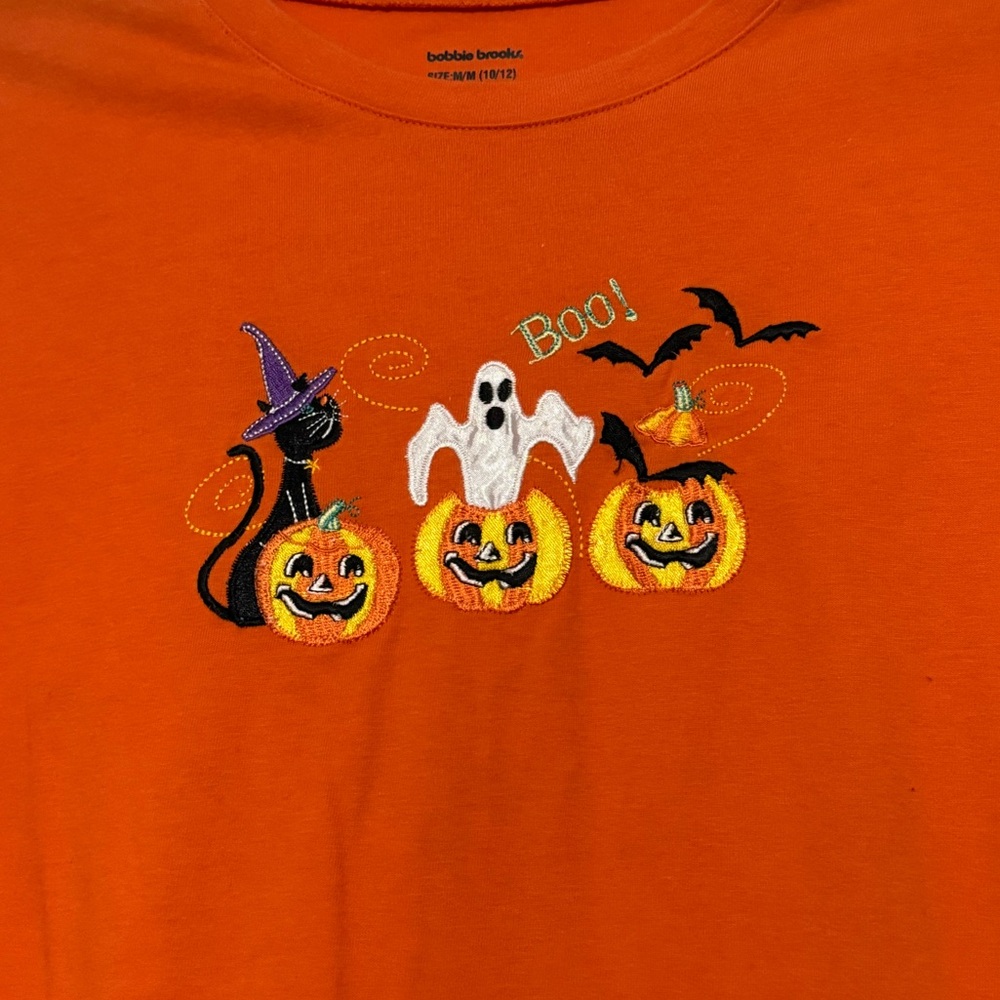 Bobbie Brooks Medium Ladies Long Sleeve Halloween Shirt Orange